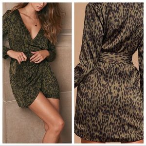 Dare You Leopard Olive Green Dress